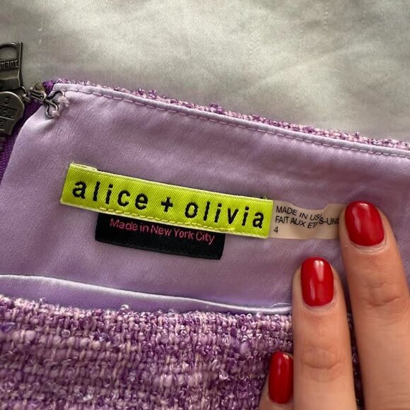 ALICE + OLIVIA Micro Mini Purple Skirt - Picture 4 of 8